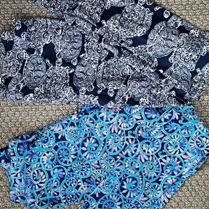 2 Southwinds Blue Coastal Patterned Leggings, Womens Medium